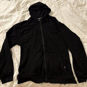 Eddie Bauer Men's Black Hooded Zip-Up Sweatshirt - XL